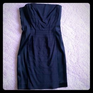 Black mini strapless dress